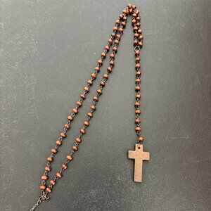 Classic Vintage Beautifully Crafted Wooden Rosary Necklace